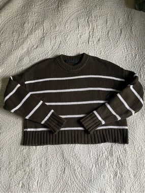 Jenni Kayne Chloe Crewneck Olive Stripe